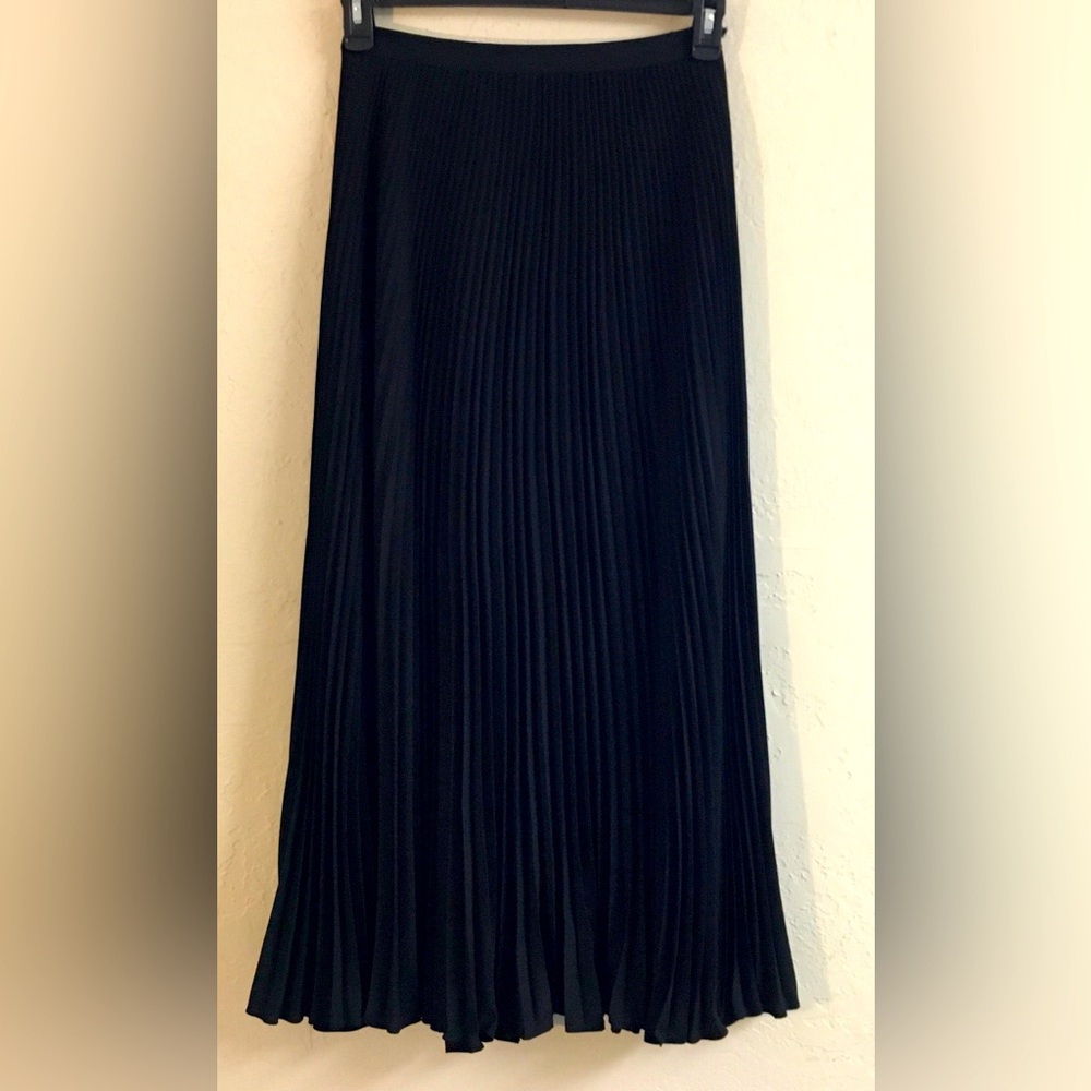 Anne Klein Pleated Accordion Maxi Skirt Size 2 Black
